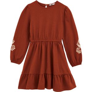 WE Fashion Jurk  bruin / wit