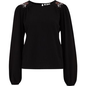 WE Fashion - Blousetop - Zwart - Broderie