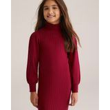 WE Fashion - Jurk - Donkerrood - Knitwear - Knielengte - Lange Mouw