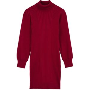 WE Fashion - Jurk - Donkerrood - Knitwear - Knielengte - Lange Mouw