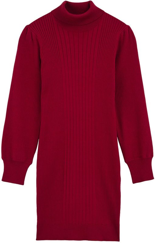 WE Fashion - Jurk - Donkerrood - Knitwear - Knielengte - Lange Mouw