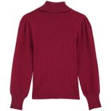 WE Fashion - Trui - Wijnrood - Pofmouwen - Geribbeld Gebreid - Col