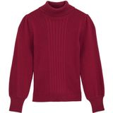 WE Fashion - Trui - Wijnrood - Pofmouwen - Geribbeld Gebreid