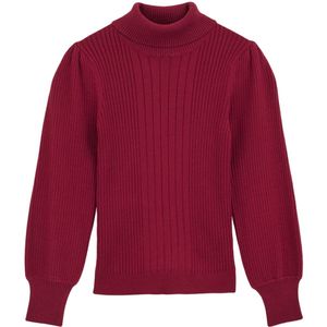 WE Fashion - Trui - Wijnrood - Pofmouwen - Geribbeld Gebreid