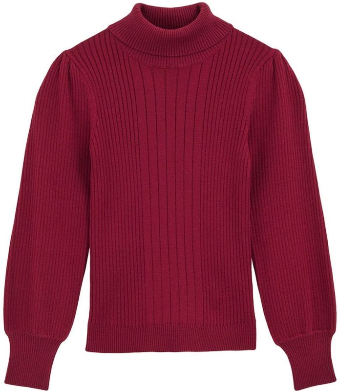 WE Fashion - Trui - Wijnrood - Pofmouwen - Geribbeld Gebreid