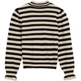 WE Fashion - Trui - Crème/Zwart - Knitwear - Opstaande Kraag - Gestreept