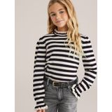 WE Fashion - Trui - Crème/Zwart - Knitwear - Opstaande Kraag - Gestreept