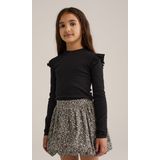 WE Fashion - Geribd T-shirt - Zwart - Regular Fit