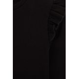 WE Fashion - Geribd T-shirt - Zwart - Regular Fit