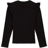 WE Fashion - Geribd T-shirt - Zwart - Regular Fit