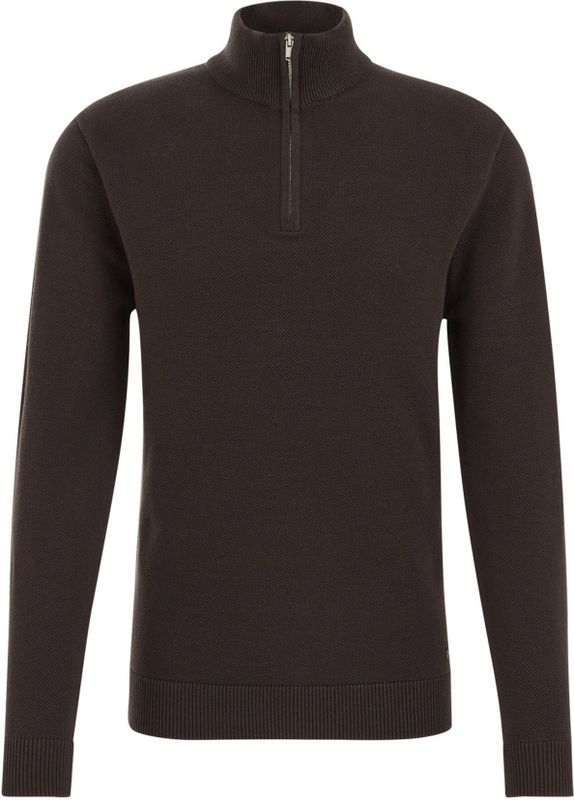 WE Fashion - Heren Regular fit trui met rits - Regular fit - Donkergrijs - Katoen - Maat: XS