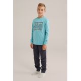 WE Fashion - Pyjamatop - Blauw - Jongens