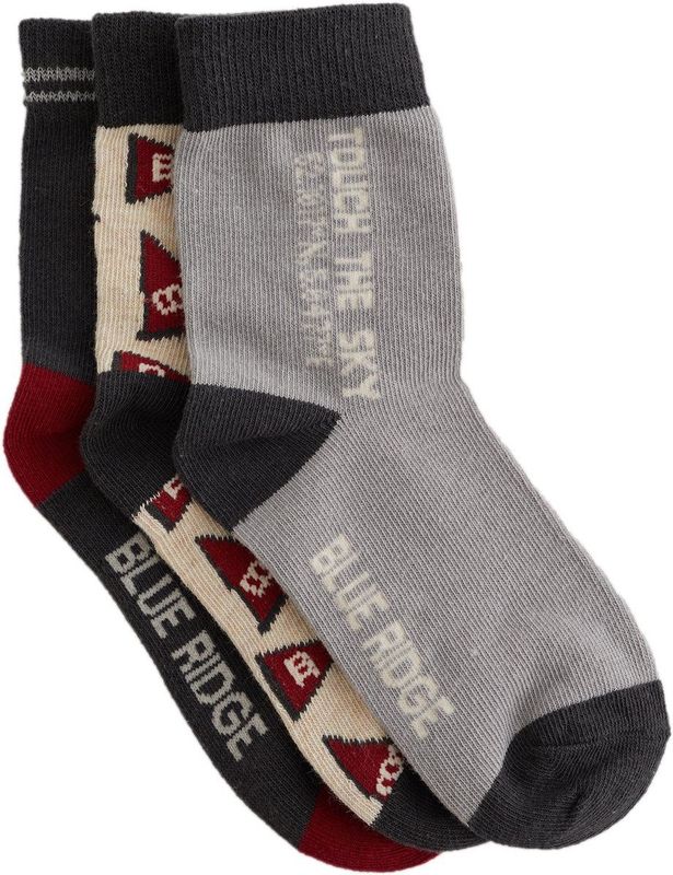 WE Fashion - Blue Ridge - Sokken - Set van 3 - Grijs Beige Bordeaux Rood