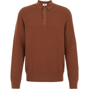 WE Fashion - Regular Fit - Gebreide Polo - Bruin - Katoen