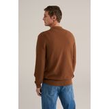 WE Fashion - Regular Fit - Gebreide Polo - Bruin - Katoen