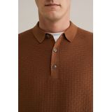 WE Fashion - Regular Fit - Gebreide Polo - Bruin - Katoen