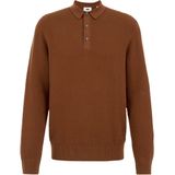 WE Fashion - Regular Fit - Gebreide Polo - Bruin - Katoen