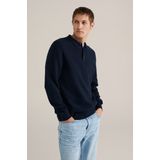 WE Fashion - Regular Fit - Gebreide Polo - Donkerblauw - Katoen