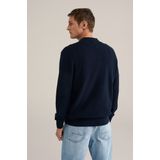 WE Fashion - Regular Fit - Gebreide Polo - Donkerblauw - Katoen