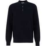 WE Fashion - Regular Fit - Gebreide Polo - Donkerblauw - Katoen