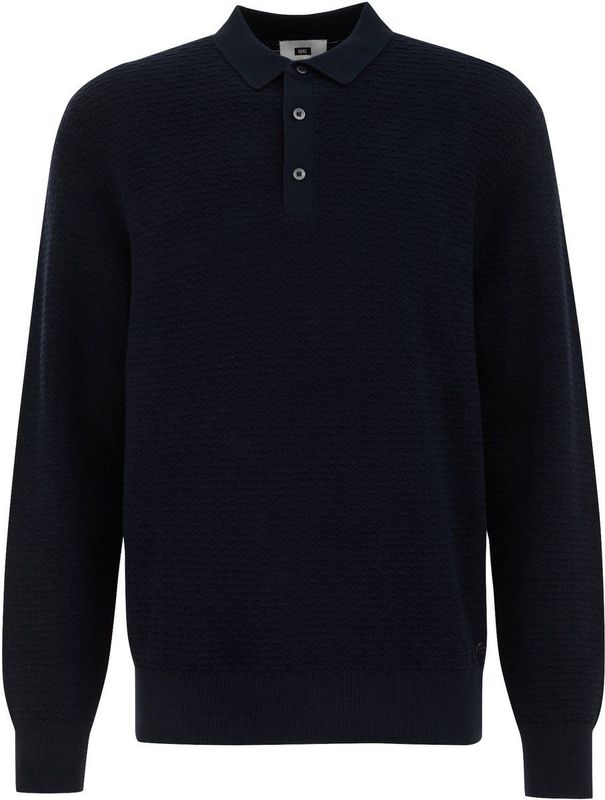 WE Fashion - Regular Fit - Gebreide Polo - Donkerblauw - Katoen