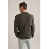 WE Fashion - Regular Fit - Gebreide Polo - Lange Mouwen - Structuur