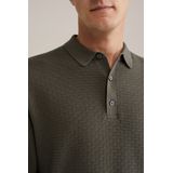 WE Fashion - Regular Fit - Gebreide Polo - Lange Mouwen - Structuur
