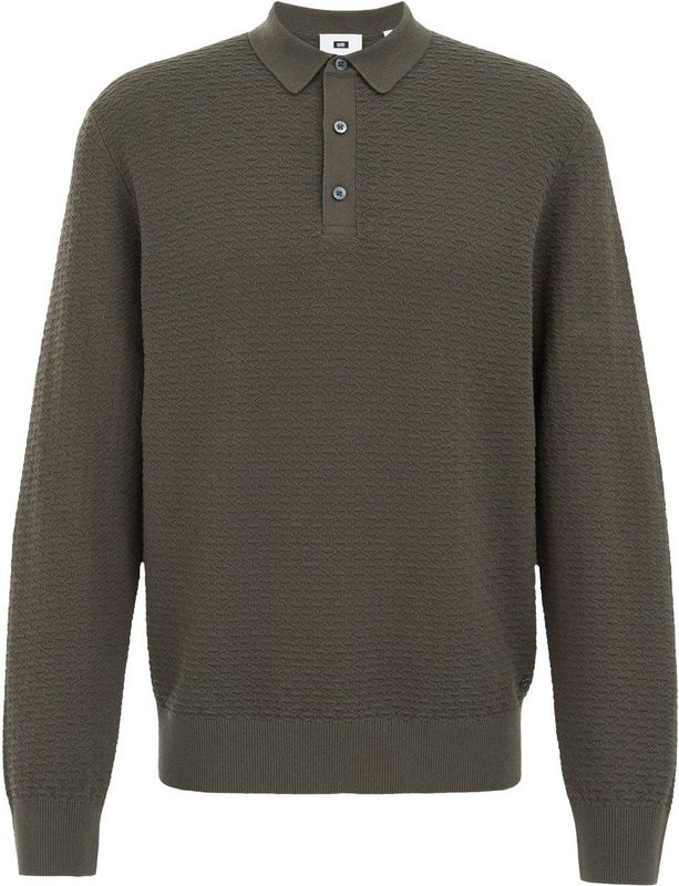 WE Fashion - Regular Fit - Gebreide Polo - Lange Mouwen - Structuur