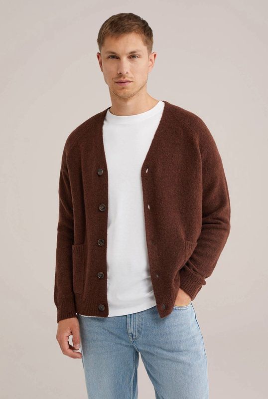 WE Fashion - Fijngebreid Vest - Saffraan Rood - Slim Fit