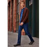 WE Fashion - Fijngebreid Vest - Saffraan Rood - Slim Fit