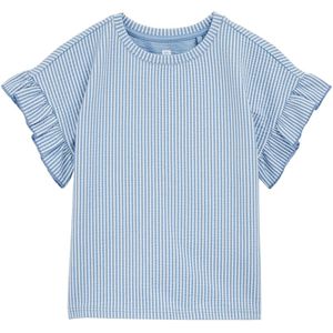 WE Fashion - Seersucker T-shirt - Lichtblauw - Regular Fit