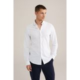 WE Fashion - Heren Tall Fit Overhemd - Wit - Piquéjersey - Katoen