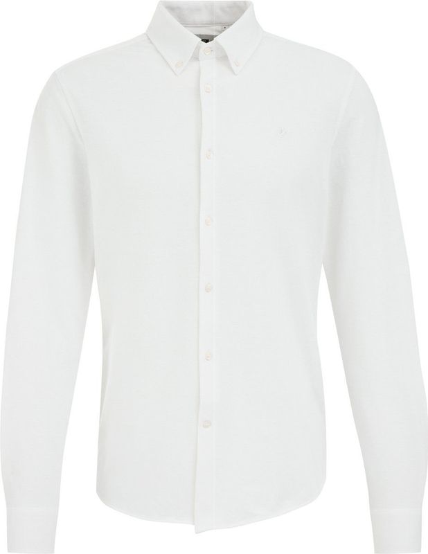 WE Fashion - Heren Tall Fit Overhemd - Wit - Piquéjersey - Katoen