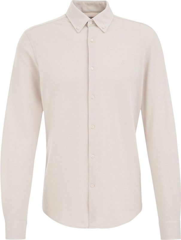 WE Fashion - Heren Tall Fit Overhemd - Lichtbruin - Piquéjersey - Katoen