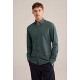 WE Fashion - Heren Tall Fit Overhemd - Donkergroen - Piquéjersey