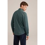 WE Fashion - Heren Tall Fit Overhemd - Donkergroen - Piquéjersey
