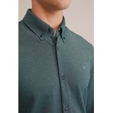 WE Fashion - Heren Tall Fit Overhemd - Donkergroen - Piquéjersey