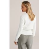 WE Fashion - Dames Omslagvest - Gebroken Wit - Met Structuur