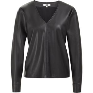 WE Fashion - Blouse - Imitatieleer - Regular Fit - V-hals - Lange Mouwen