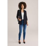 WE Fashion Imitatieleren Skinny Broek Donkerblauw