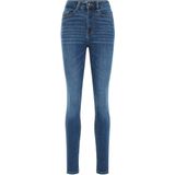 WE Fashion Imitatieleren Skinny Broek Donkerblauw