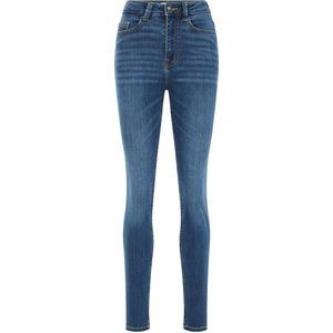 WE Fashion Imitatieleren Skinny Broek Donkerblauw