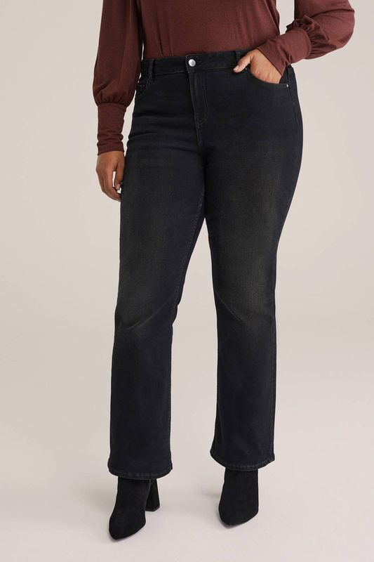 Blue Ridge - Dames Wide Leg Jeans - Zwart - Curve - High Waist - Plus Size Maat: 46