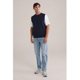 WE Fashion - Spencer - Donkerblauw - Slanke Pasvorm - Mouwloos