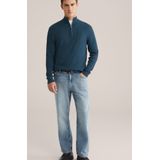 WE Fashion - Schipperstruien - Navy - Halve Rits - Normale Pasvorm - Lange Mouw