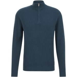 WE Fashion - Schipperstruien - Navy - Halve Rits - Normale Pasvorm - Lange Mouw