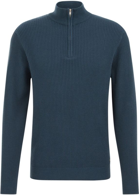 WE Fashion - Schipperstruien - Navy - Halve Rits - Normale Pasvorm - Lange Mouw