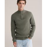 WE Fashion - Gebreide Trui - Olijfgroen - Regular Fit - Lange Mouwen