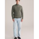 WE Fashion - Gebreide Trui - Olijfgroen - Regular Fit - Lange Mouwen