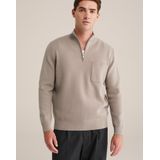 WE Fashion - Sweater - Taupe - Slim Fit - Lange Mouwen - Opstaande Kraag